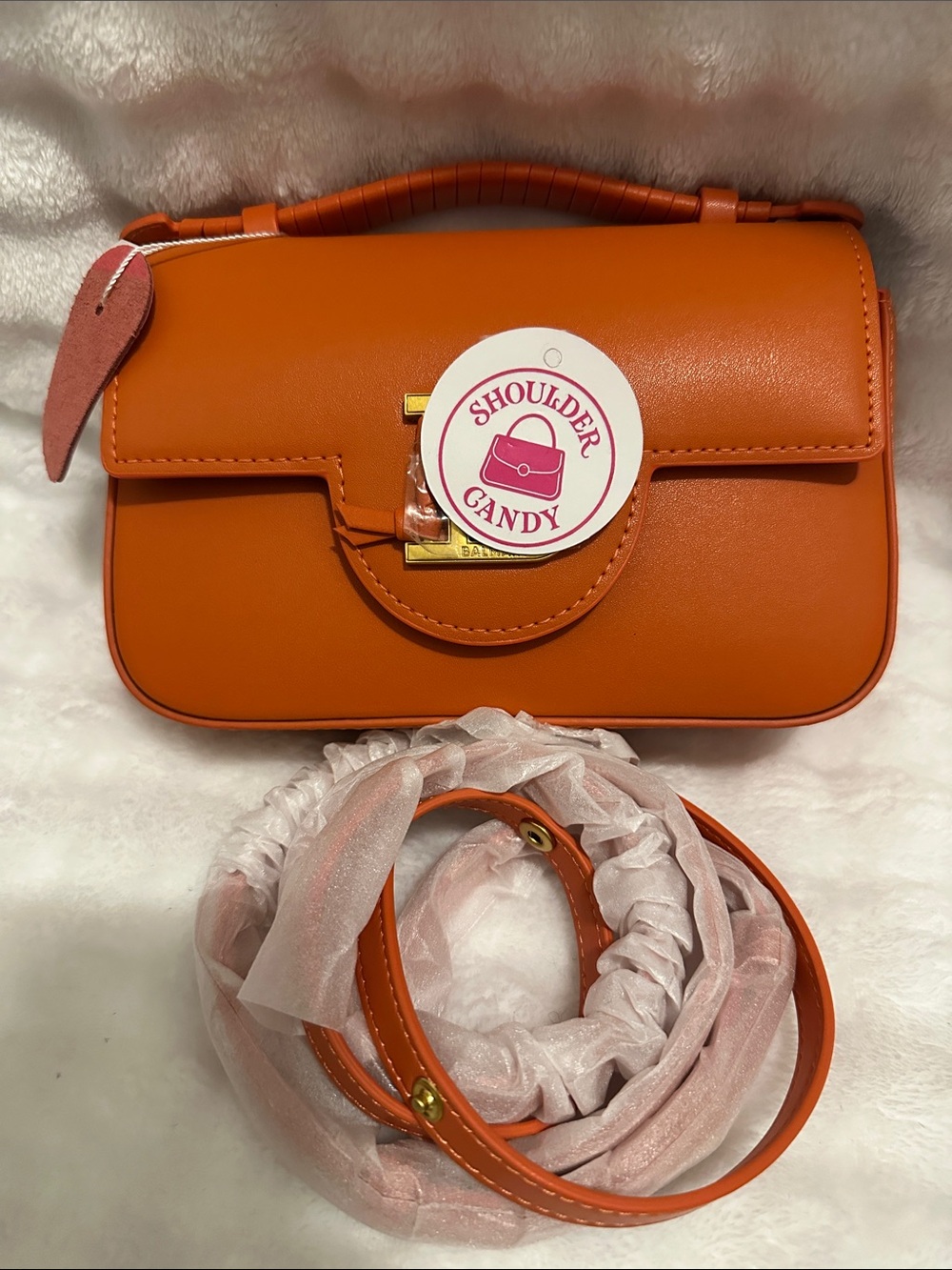 Orange Top-Handle Crossbody Bag